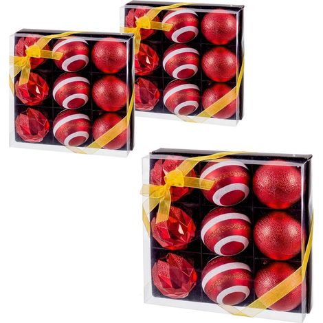 Set da 27 Palline di Natale Rosse di vari modelli, lucide e opache in plastica Infrangibile diametro 6 cm per albero di Natale (1/5)