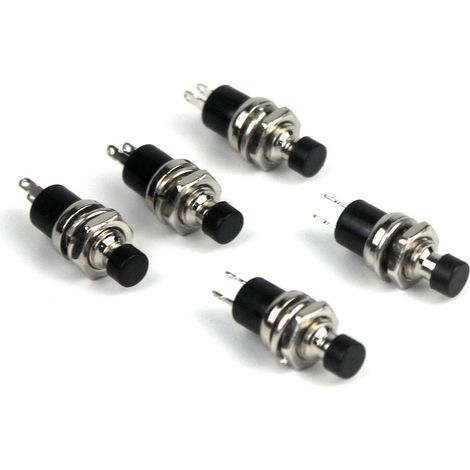 5 Pcs SPST Mini Bouton Momentanés Poussoir Interrupteur Normal Ouvert 250V 2A Noir (1/5)