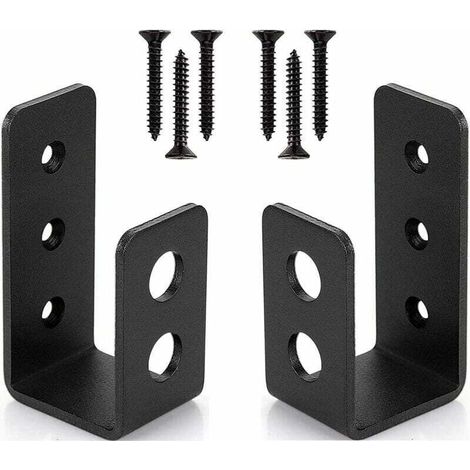 Lot de 2 supports de porte en acier robuste pour porte de 2 x 4, barre de sécurité en forme de U (1/4)