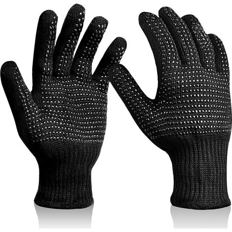 résistants à la chaleur Mitaines de gants pour Outils cheveux Curling Le fer 2 pièces Noir (1/5)