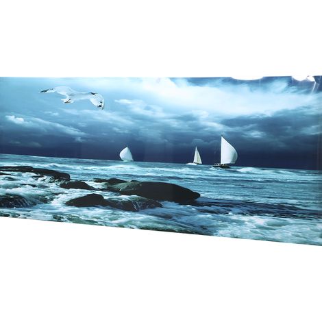 Sticker mural en PVC à motif de voile de bateau, pour aquarium (61 x 41 cm). Décoration pour aquarium. (1/5)