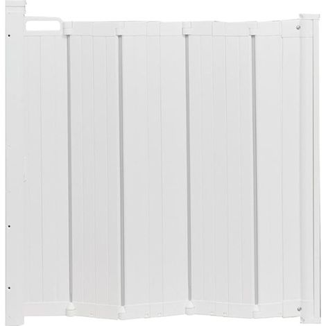 Safetots Automatic Folding Retractable Baby Gate, 55cm - 89cm, White, Folding Stair Gate for Babies, Retractable Safety Gate
