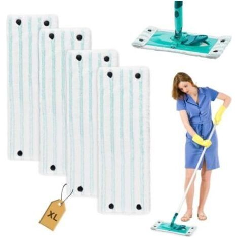 Lot de 4 serpillères en microfibre 49x15cm – Housses de rechange pour Leifheit Clean Twist XL Micro Duo – Nettoyage efficace tous sols (1/4)