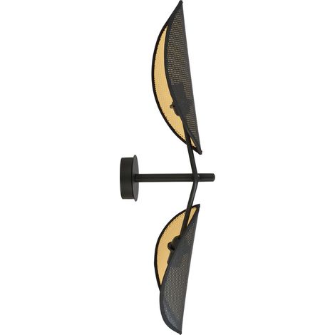 Applique Emibig Vene 2 luci E14 metallo nero/oro foglie (1/3)
