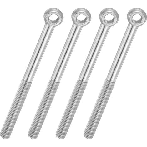 4 Pcs Boulon à Œil M10x120mm Boulon à Œillet de Levage pour Balancement d'Épaule, Vis Poisson en Acier Inoxydable 304, Filetage Métrique à Demi-Denture Trou Coulissant, Argentée (1/5)
