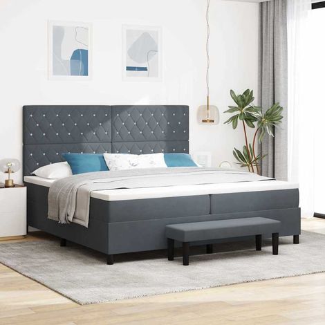 Cama tipo Box Spring Gris oscuro 200 x 200 cm Terciopelo (1/5)