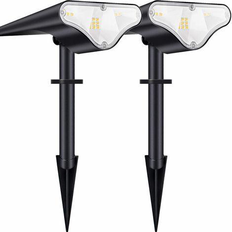 Spot Solaire Extérieur, LED Lampes Solaires Etanche IP66, Projecteur Solaire Réglable 650LM , Lumière Chaude pour Jardin, Cour, Allée, Chemin, 2 Pack,de DEBUNS (1/5)