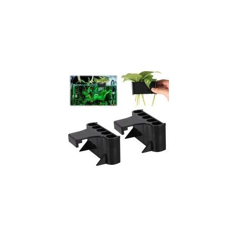 2 Support Plantes Aquarium, 5 Trous Boîte Jardinière Plastique Plantes Aquatiques Support Tasse Suspendu Panier Plantes d'Aquarium Support Suspension Accessoire pour Décorations d'Aquarium,noi
