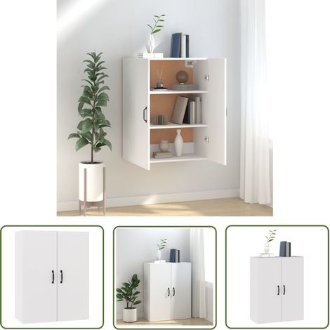 The Living Store Hängeschrank Weiß 69,5x34x90 cm Holzwerkstoff - Hängeschrank - Wandregal - Stauraum - Weißer Schrank - Holzwerkstoffschrank (1/5)