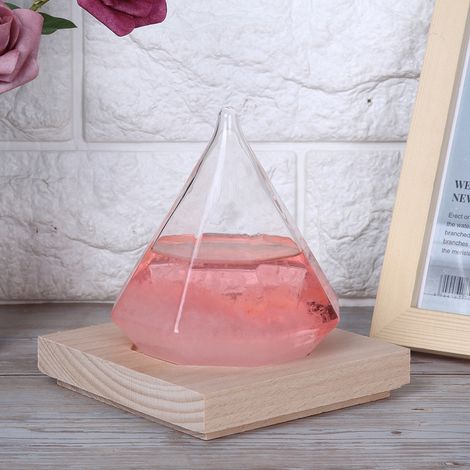 Einzigartige, rautenförmige Glasflasche mit Wettervorhersage – Dekoration für Zuhause, Geburtstagsgeschenk, Rosa (1/5)