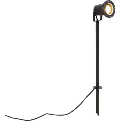 QAZQA Moderno Foco de jardín negro regulable IP44 con cable y enchufe - Basic Acero inoxidable Redonda /Alargada Adecuado para LED Max. 1 x 50 Watt