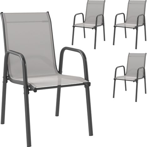 Stapelbare Gartenstühle für den Außenbereich, Metallgestell, 4er-Set