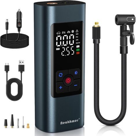 HOXILEELEO - Compresseur sans fil 150 PSI – Pompe à air électrique avec dégonflage automatique – Gonfleur portable pour voiture, moto, vélo (1/4)