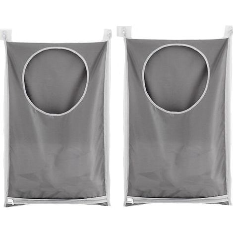 2 Pièces Sac à Linge, Panier à Linge Grande Contenance Sac de Rangement, Sac De Rangement Pour Sac De Placard À Linge Suspendu, pour Salle de Bain, Dortoirs et Placard (Gris) (1/5)