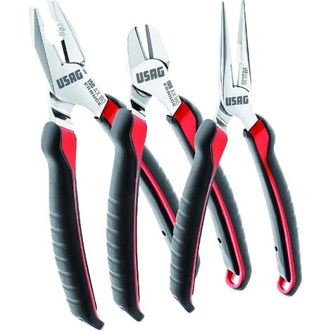 Usag U01500201 Assortimento 3 Pinze Universale, A Becchi Mezzotondi E Tronchese