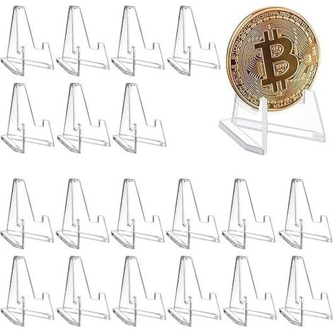 20 Pieces Coin Display Stand, Mini Clear Acrylic Easel, Acrylic Easel Stands, Plastic Easels, for Medals, Coin Display, Pocket Watches (1/4)