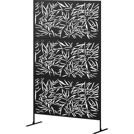Decorative Garden Privacy Screen Stand, 6.5FT Freestanding Metal Outdoor Divider, Decorative Privacy Panel Epansion Screws for Garden Pool Hot Tub, Bamboo Style, Black (1/5)