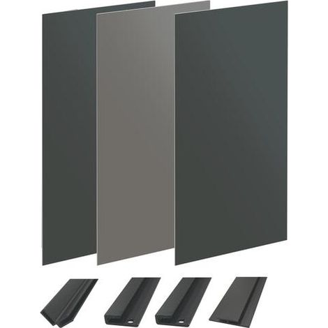 ONDEE - Kit instalación paneles murales esquina WALLDECO 200cm gris antracita perfil negro