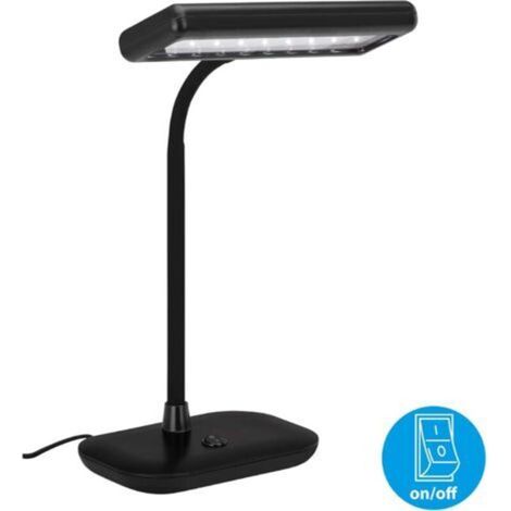 Lampe de Table à LED, Lampe à Lumière du jour, 6.500 Kelvin, 800 Lumen, 7, 5 Watt, Interrupteur à Bascule, Orientable et Pivotant, Noir, 440x230x120mm (Hxlxb) (1/5)