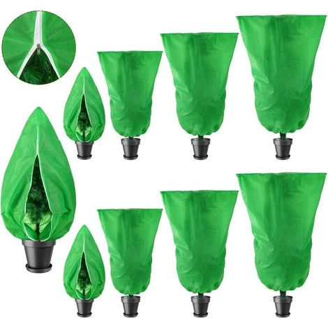 Housse de protection hivernale pour plantes et arbustes, protection des plantes, housse avec cordon de serrage et fermeture éclair, sac de protection hivernale, extérieur, protection contre le gel et (1/5)