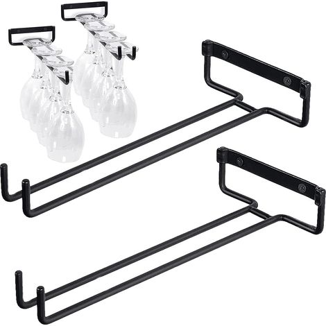 2 Pack Wine Glass Racks,Wine Glass Racks Wall Mounted,Hanging Wine Glass Rack Cups Holder for Bar Kitchen Cabinet (1/5)
