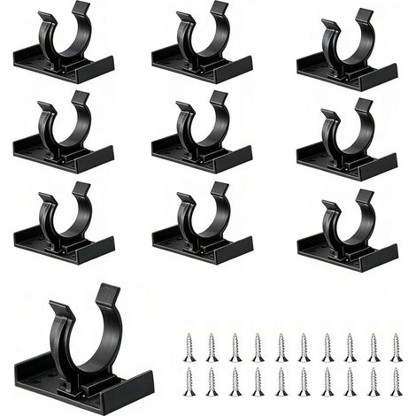 Lot de 10 clips de plinthe avec 20 vis pour plinthe de 26 à 30 mm - Kit de fixation universel pour planches de cuisine et pieds de meubles - Montage facile - Noir (1/5)