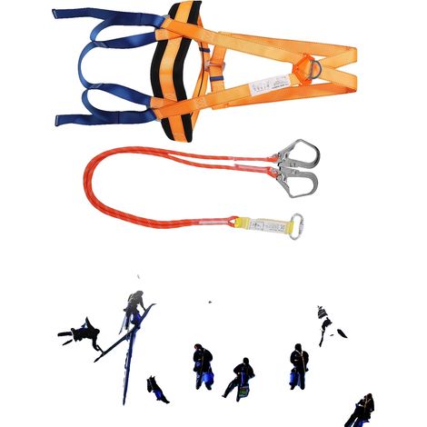 Harnais de sécurité, Longueur de chute maximale sécurisée 1,8 m, Charge de travail sécurisée 800 kg, Charge de rupture 1500 kg, Longueur de corde 1,2 m, Charge de rupture (corde de sécurité) 1600 kg (1/5)