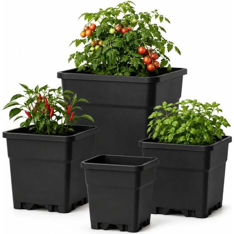 Blumentopf Eckig 0,4 Liter 7x7x8 cm Pflanzkübel Pflanzgefäß Kunststoff (1/5)