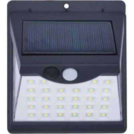 Aplique solar de pared con sensor de movimiento para uso exterior - Panel solar recargable con 3 modos - Ángulo de haz de 270° y 8 horas de duración de la batería - Foco impermeable IP65 - Crezuo
