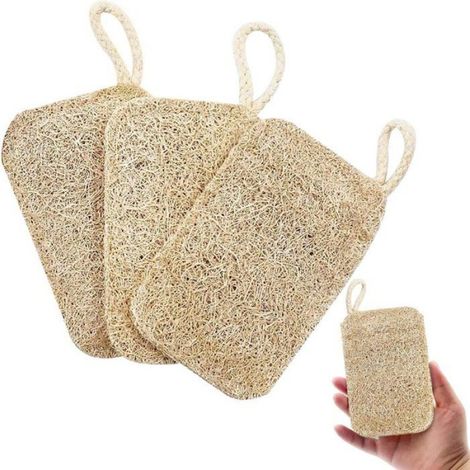 Brosse de Nettoyage Loofah Naturel, Lot de 3 Brosses Vaisselle Durables et Efficaces, Couleur Béige (1/5)