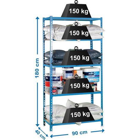 Simonrack Standregal blau und Holz 5 Ebenen