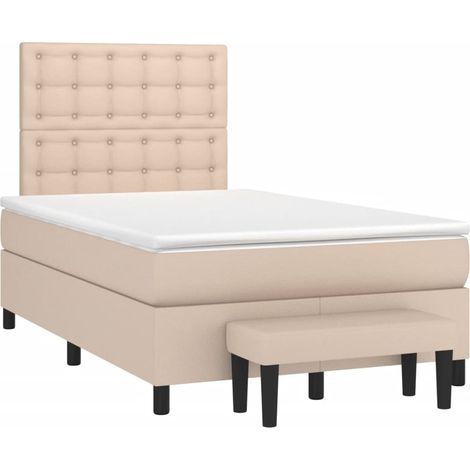 Sommier à lattes de lit matelas cappuccino 120x190cm similicuir (1/5)