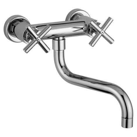 Paffoni Quattro Serie Wandspüle mit schwenkbarem Auslauf QTV161CR Verchromt - Messing