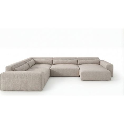 PABLO - Canapé panoramique tissu lisse Beige (1/5)