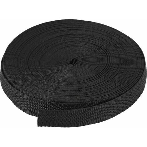 Rouleau Sangle Nylon 25mm x 20m Noir - Bande de Sac, Ceinture DIY, Bricolage, Couture, Accessoires de Maroquinerie (1/5)