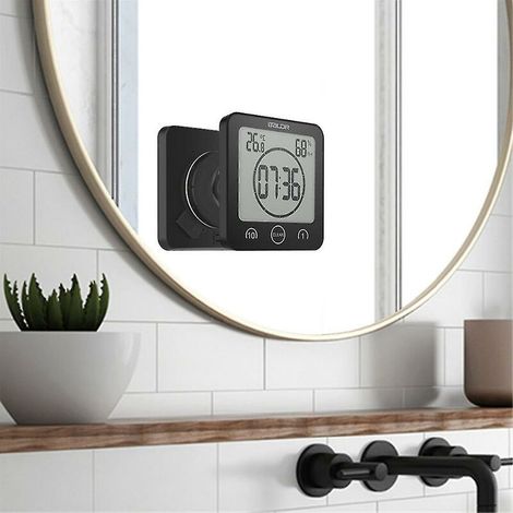 Nazalus-Hot Sale-Digitale Duschuhr für Badezimmer, wasserdichtes Wassersprühthermometer – Grau