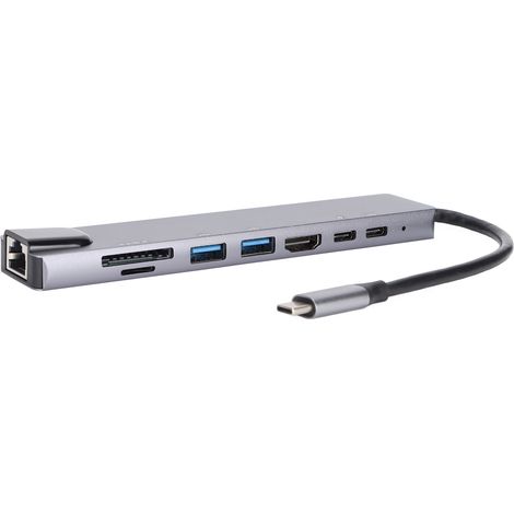 Hub USB C 8 en 1 avec Port HDMI 4K, RJ45 Gigabit, 3 Ports USB 3.0 et Lecteur de Cartes SD/TF (1/5)