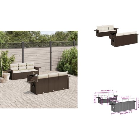 7-tlg. Garten-Sofagarnitur mit Kissen Braun Poly Rattan - Garten Sofagarnitur - Garten Sofagarnituren - Outdoor Sofagarnitur - Sofagarnitur Terrasse (1/3)