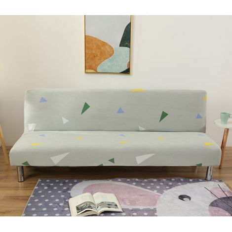 Armless Sofa Cover Stretch Sofa Slipcover Couch Cover for Sofa Bed Armless Sofa Cover Small Colorful Triangle Pattern MUMU (1/4)