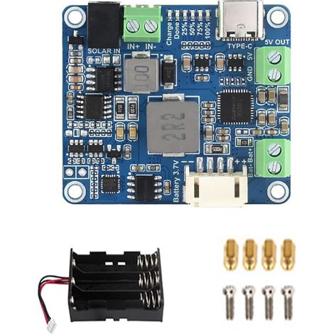 Module de Gestion de Puissance Solaire (D) pour Raspberry Pi/Jetson Nano/Arduino Prend en Charge l'adaptateur d'alimentation de Type C ou Le Panneau Solaire 6 V 24 V avec Support (1/5)