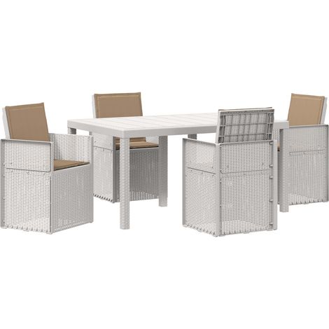 Set da Pranzo per Giardino 5 pz Bianco e Tortora PP vidaXL (1/5)