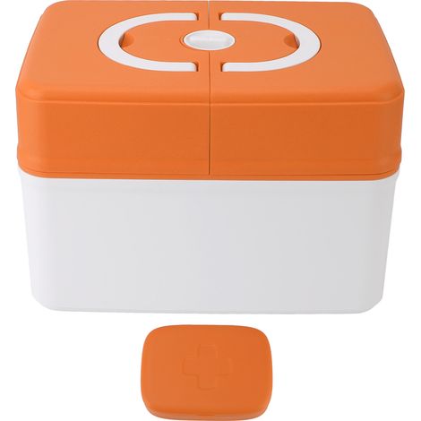 Boîte de rangement pour médicaments, trousse de secours, contenant médical pour la maternelle, l'école et la maison, orange (1/5)