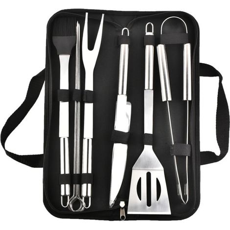 Ensemble d'Outils De Barbecue, 9PCS Barbecue Ustensiles en Acier Inoxydable pour Grillade avec Boîte de Rangement/Spatule/Fourchette/Pince/Couteau/Brochettes et Pinceau pour Extérieur/Camping/Jardin
