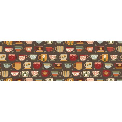 Tappeto Passatoia Cucina Antiscivolo Linea Futura Tea Party By Suardi, misura52x180coloreTea Party