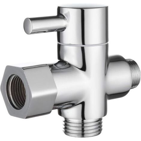 Adaptateur en 12/17 TT 3/8" avec vanne de dérivation Commutation du débit d'eau pour salle de bain Douche 3 voies , Chromé (1/5)