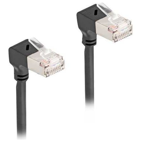 Patchkabel RJ-45 Cat.6a S/FTP, Slim 90° gewinkelt Verwendung: Verbinden eines Notebooks avec einem Switch oder Router (1/4)