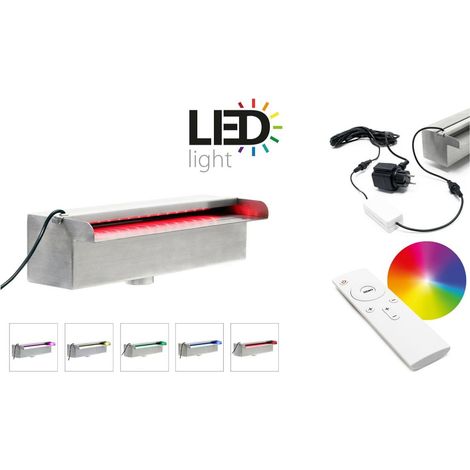 Chute d'eau en acier inoxydable avec cascade LED de 40 cm