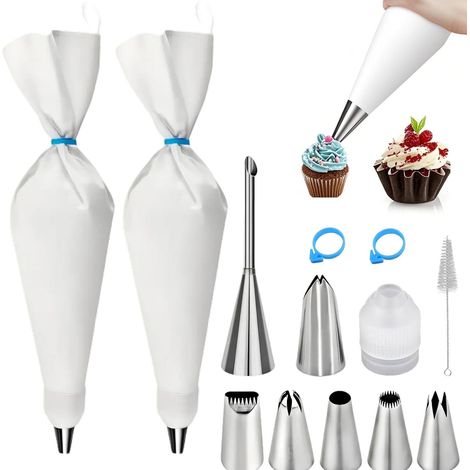 Sac à Douille Réutilisable - Sac à Pâtisserie 40 cm - Pour Décoration de Gâteaux, Cupcakes, Cookies - Coton Extérieur Renforcé avec Doublure EVA - Lot de 2 (1/5)