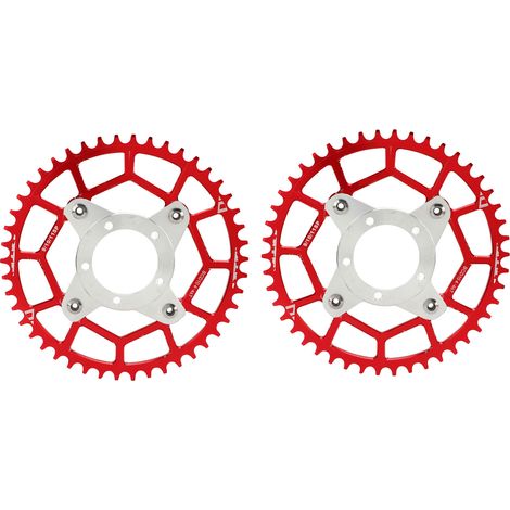 Lot de 2 adaptateurs plateau 46T en alliage d'aluminium, platine à denture 104BCD, kit de conversion pour moteur central Bafang et Tongsheng, rouge (1/5)