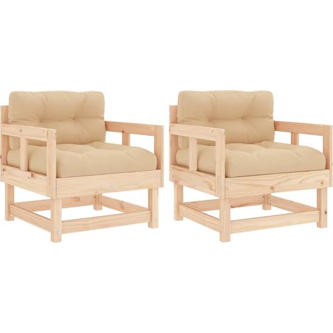 Maison Exclusive - Sedie da Giardino con Cuscini 2 pz Legno Massello di Pino (1/5)